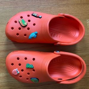 Womens orange crocs with jibbetz